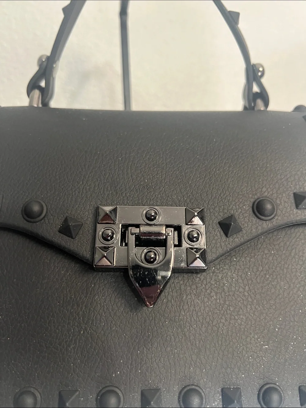 Black Studded Top-Handle Women's Bag